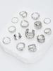 14pcs Asymmetrical Design Cocktail Rings Set For Women Vintage Smooth Chunky Geometric Irregular Finger Rings Daily Jewelry Gift