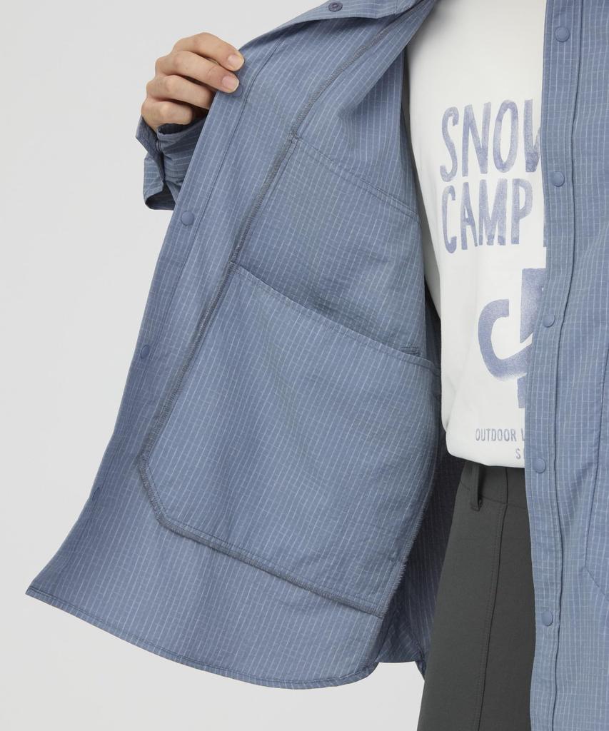 Snow Peak KASURI Ripstop Ripstop Dark Size M Shirt, Kasuri-style Fabric, Purple