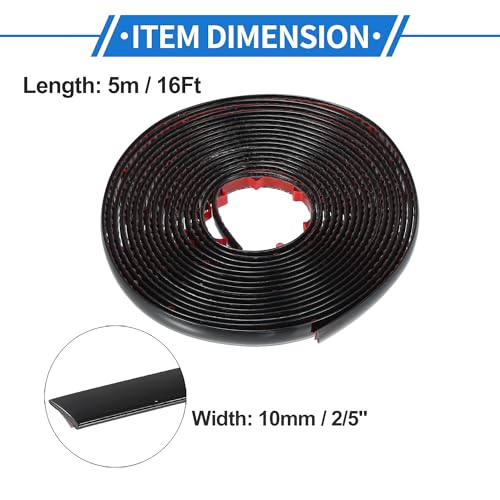 VekAuto Window Trim Strip Kit 2/5 Inch 10mm Width 16ft 5m Universal Exterior Car Bumper Door Body Self Adhesive Scratch Proof Decorative Sticker