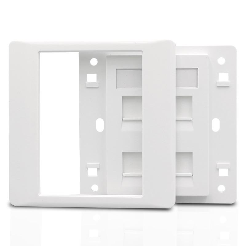 Female CAT6 RJ45 Wall Outlet With 4 Ports Shielded CAT.6 Network Socket Insert Keystone Jack Faceplate 86x86mm In White Color