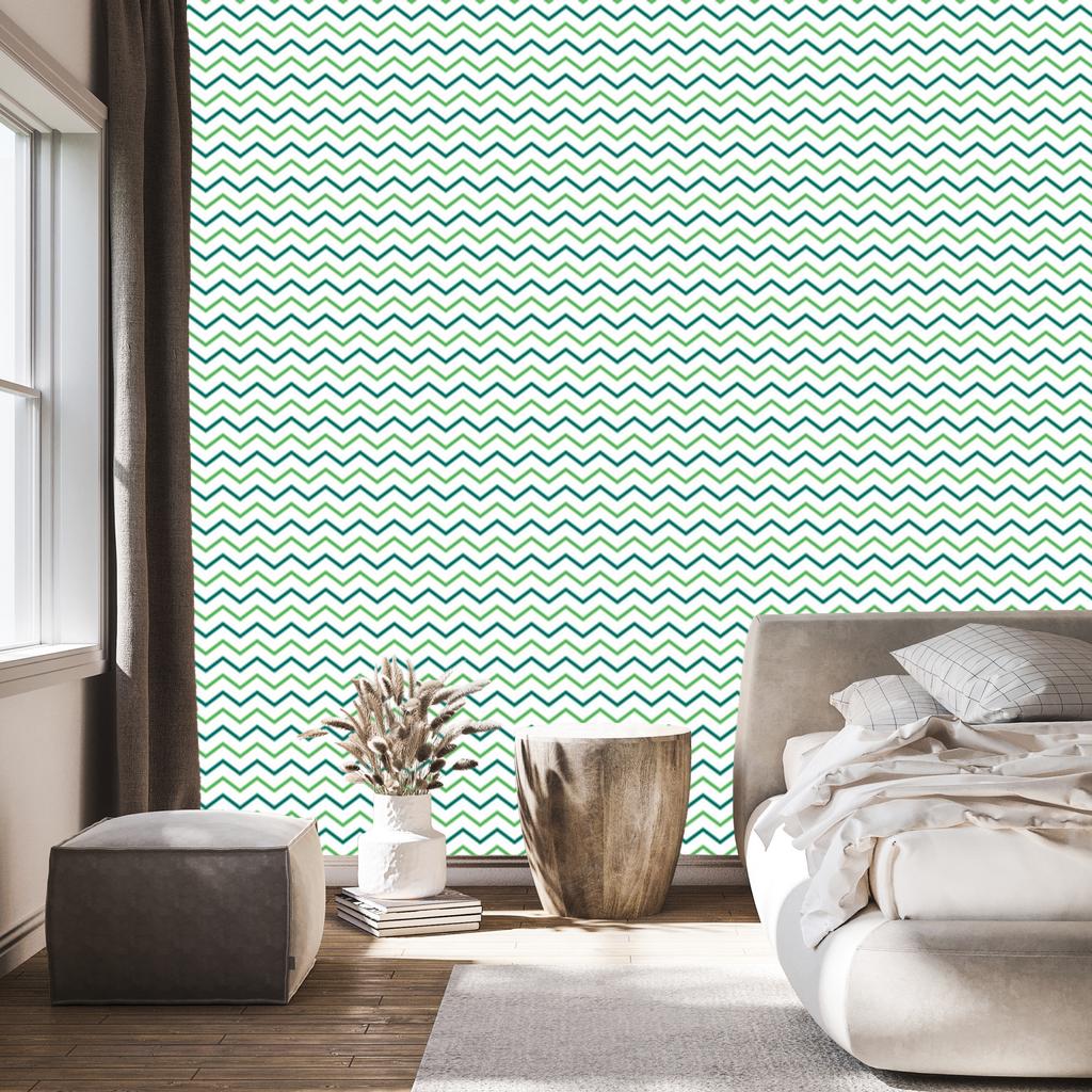 Zigzag mint and white wallpaper for living room and bedroom 50x1000