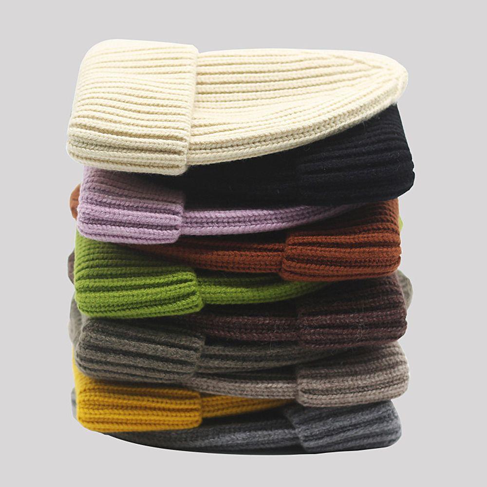 Color Hip Hop Melon Hat Knitted Brimless Hat Korean Style Beanie Hats Men Docker Cap Women Skullcap