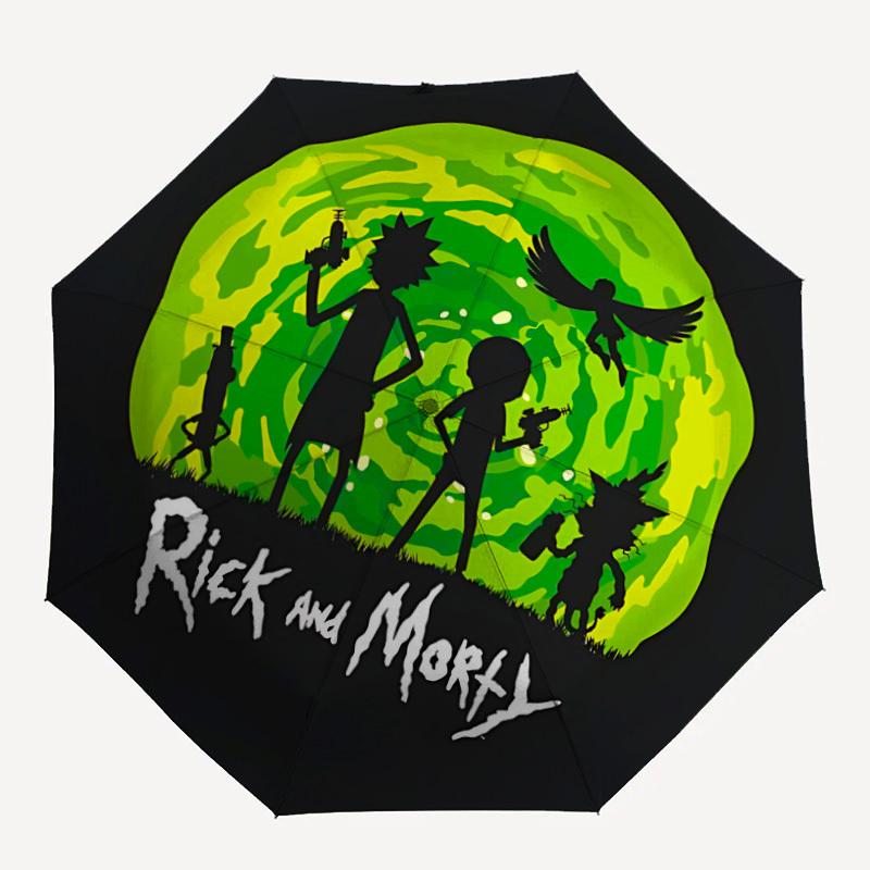 

Rick, Morty Automatic Folding Umbrella with Sturdy Iron Frame, Portable Compact Travel Umbrella All-Season Use Parties 0807072