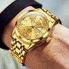 OLEVS Quarzuhr für Herren, Luxus-Diamanten, Golduhr, wasserdicht, leuchtend, Edelstahl, Business-Herren-Quarzuhren