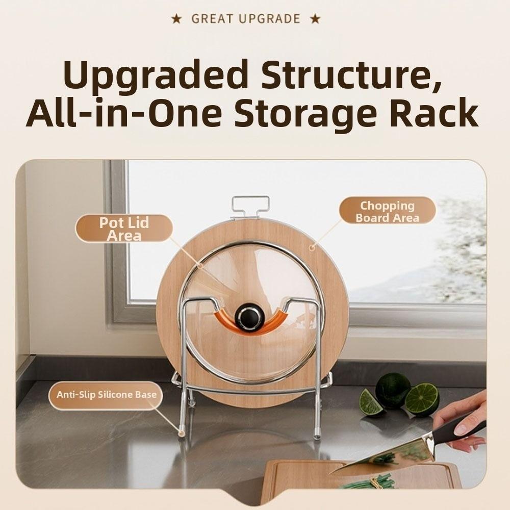 Durable Stainless Steel Cutting Board Holder Thickening Rustproof Chopping Board Organizer Space Saving Pot Lid Stand