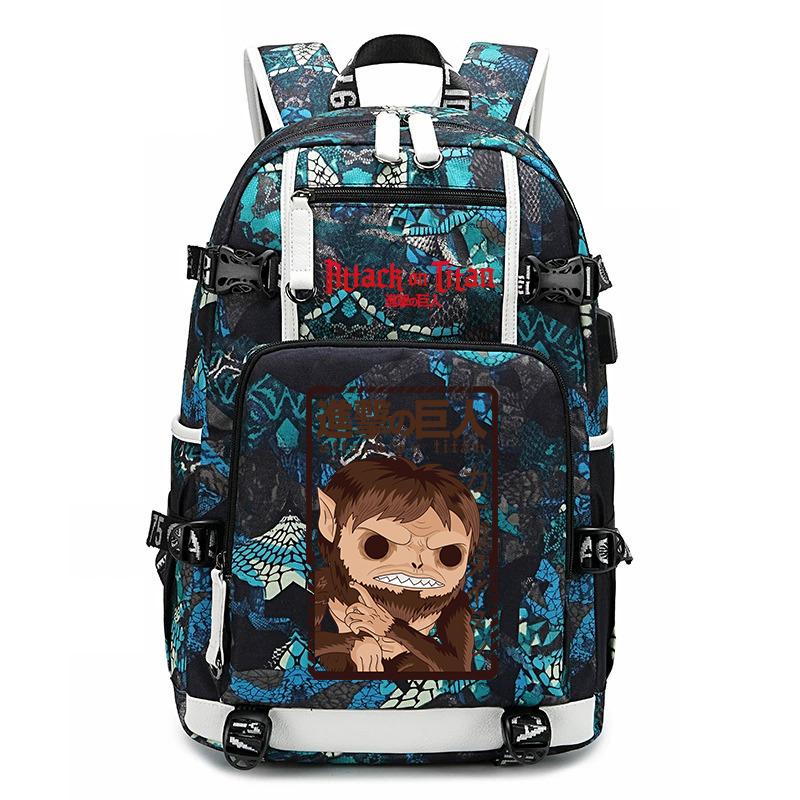 Attack on Titan Print School Backpack Large Capacity Travel Bookbag for Kids Boys Girls