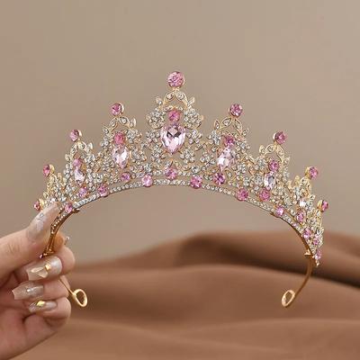 Children's Princess Crown Crystal Tiara Girls Hair Accessories High-end Atmosphere Dance Performance Birthday Gift Crown
