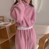 Autumn Winter Set Women's New Korean Version of Ins Warm Stand Collar Jumper Hoodie + Loose Bunches of Pants Two-piece Set