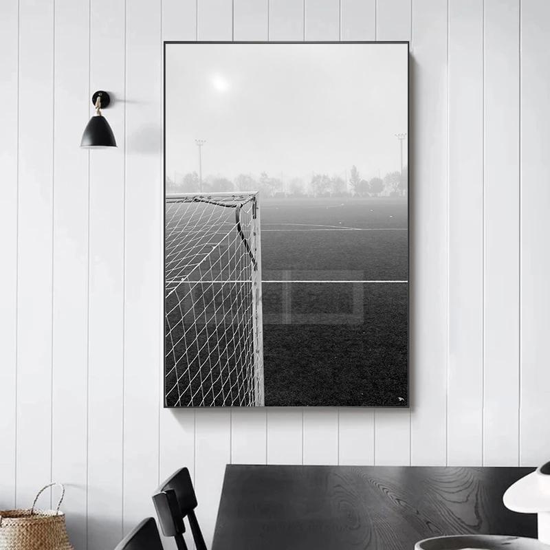 Black and White Soccer Ball Print Sports Poster Teen Boy Wall Art Canvas Pictures Home Soccer Sports Fan Games Room Modern Decor