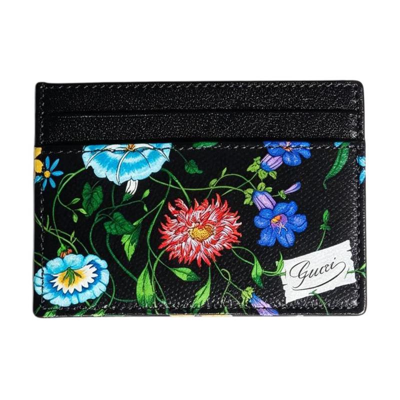 Gucci Flora-motif coated canvas card holder