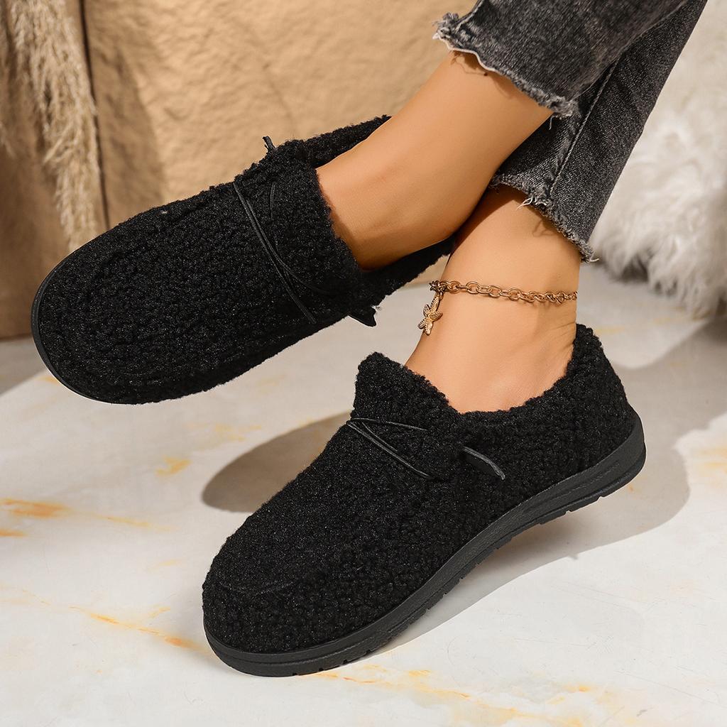 Warm Cotton Shoes 2025 Winter New Elastic Band Plus-size Flat Slip-over Women's Shoes