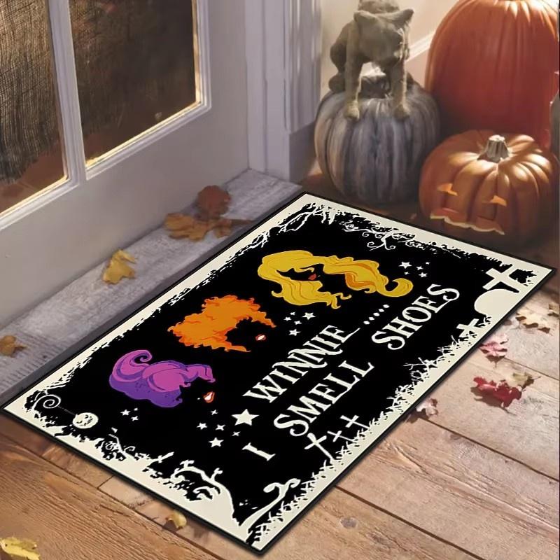 Halloween Totenkopf Fußmatte Teppich Unterlage Rechteckige Matte für Eingang Wohnzimmer Schlafzimmer Küche Leicht Waschbar Festliche Heimdekoration