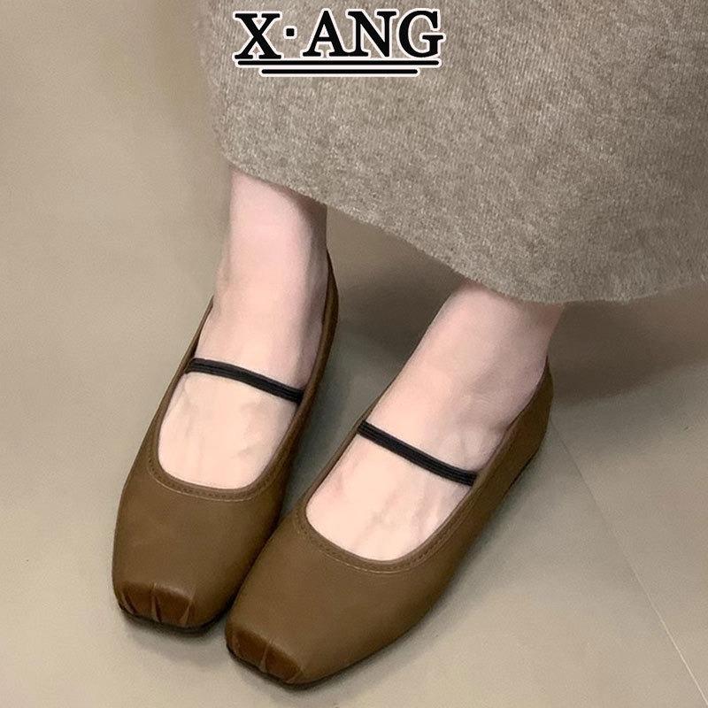 Sheepskin Version Inner Height-increasing Women's Shoes Mary Jane Shoes New Soft-soled One-pedal Pig Nose Square Head Single Shoes