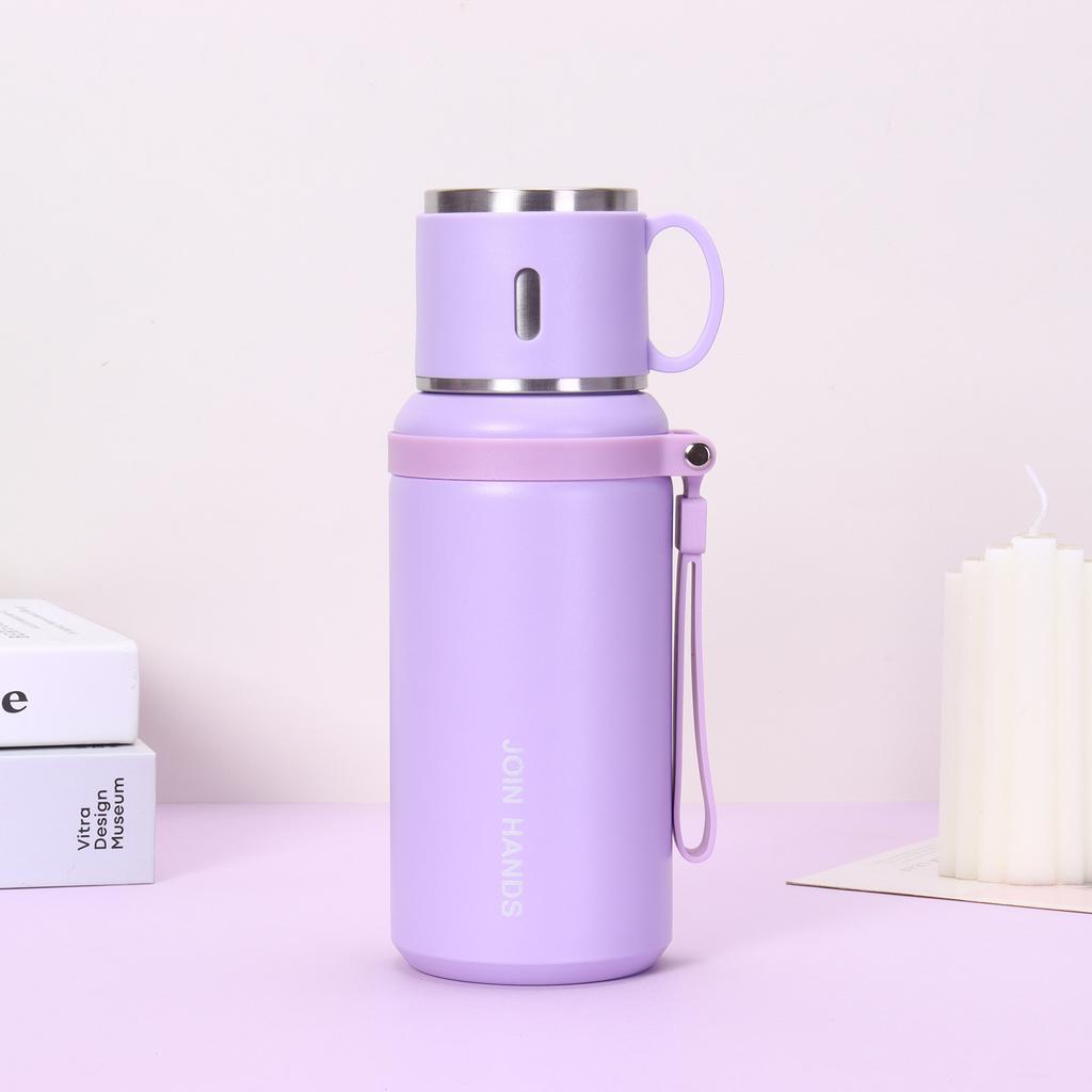 Neue 316 Edelstahl Sportflasche für draußen mit Seil Auto Wasserkrug Doppeldeckel Große Kapazität Thermoskanne