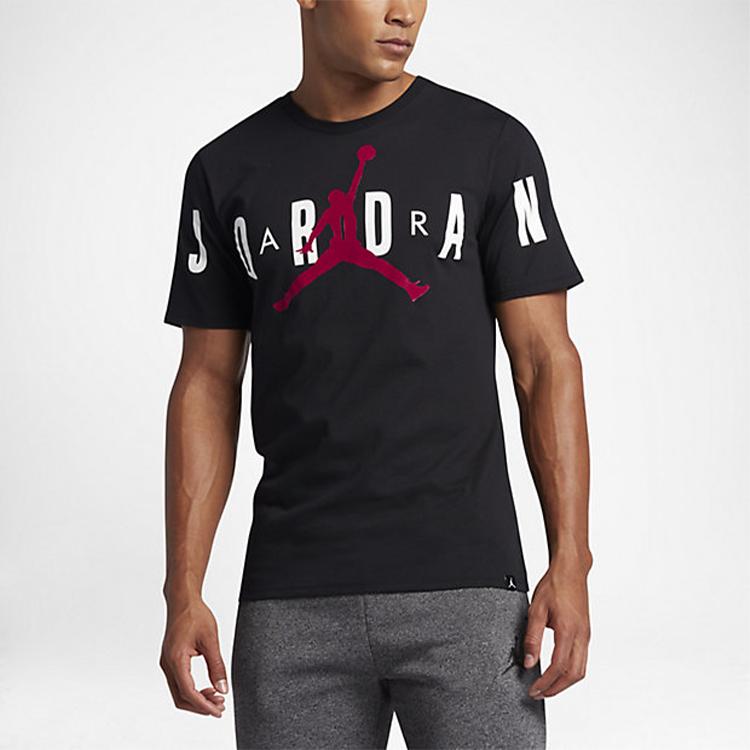 Jordan Alphabet Logo Print Short Sleeve T-shirt Men Tops Black BQ5093-010