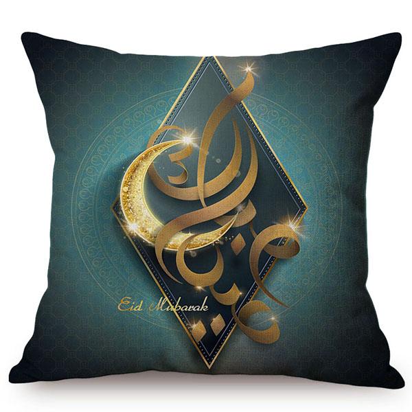 Eid Mubarak Cushion Cover Islamic Muslim Kaaba Mecca Moon Pattern Decoration Ramadan Kareem Sofa Throw Pillow Case Cojines
