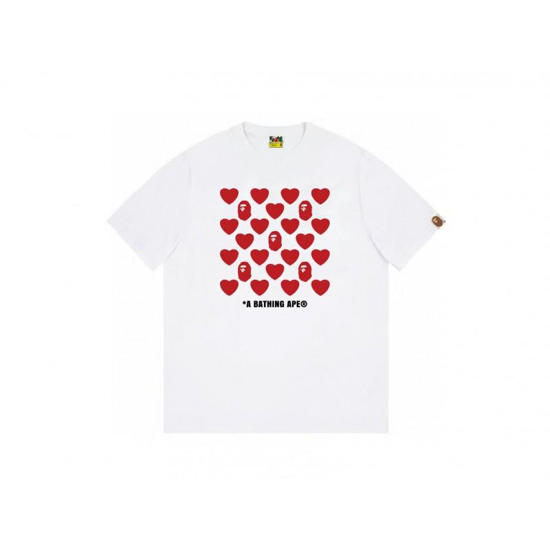 Mens Streetwear Oversized Cotton Tee With Camo Shark Ape Graphic Print Casual T-Shirt