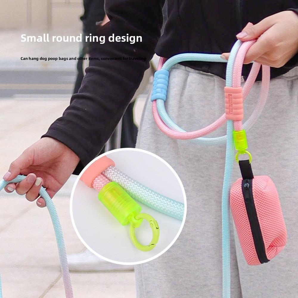 New hot selling colour dog leash dopamine walking pet p-leash, large, medium and small dog colour gradient leash dog poop bag.