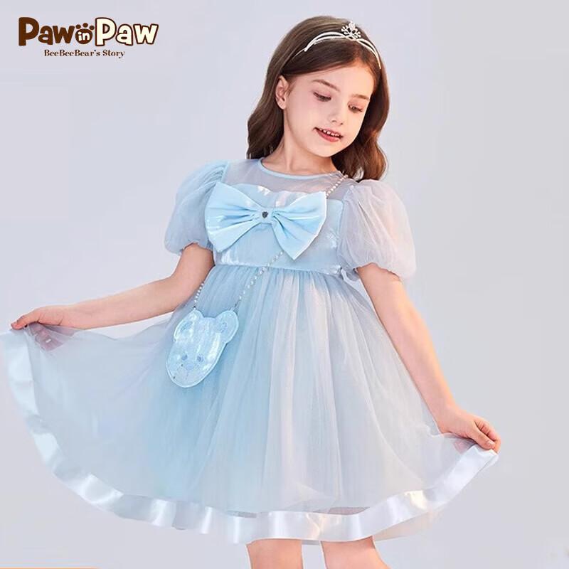 PawinPaw Girls  Cartoon Bear Mesh & Satin Summer Dress 130