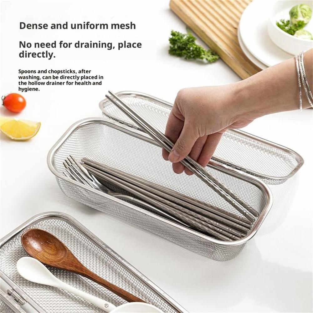 SUS304 Small Dishwasher Cutlery Storage Basket Rust Resistant Fast Drainage Cutlery Sterilizing Basket