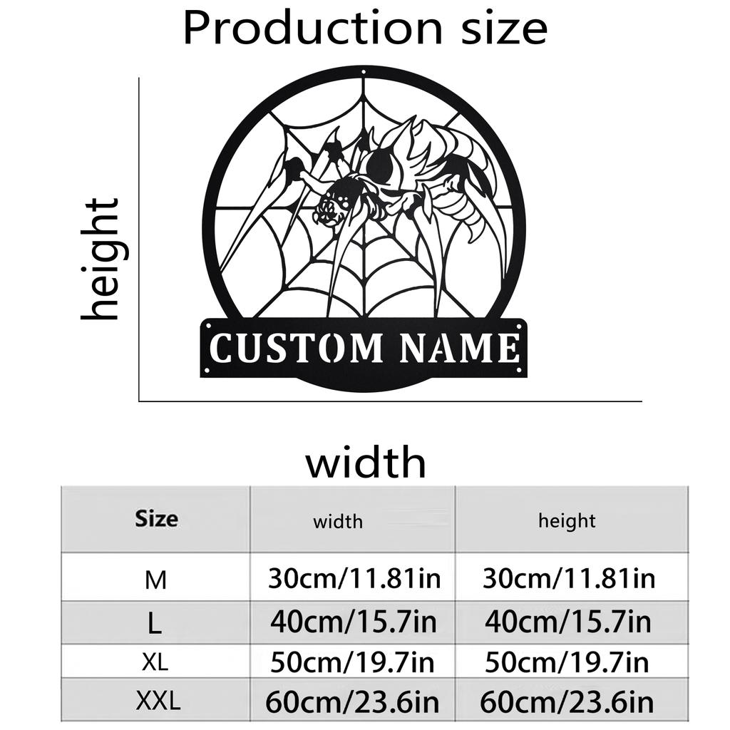 Customizable Spider Metal Wall Art Surname Personalized Durable Indoor Outdoor Kitchen Decor