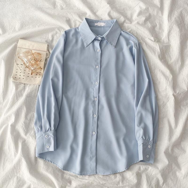 Chiffon Shirt Women Classic Retro Korean Office Lady Elegant Oversized Casual Tops