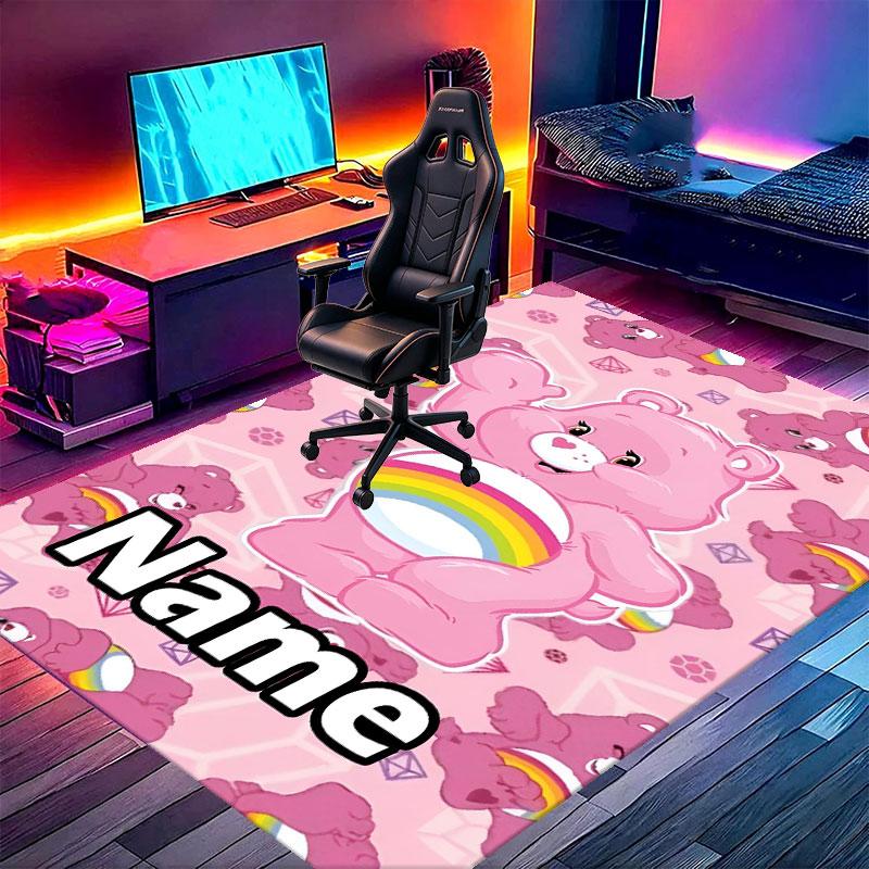 Custom Name Personalized Care Bears Print Carpet, Versatile Home Decor Rug, for Playroom, Apartment, Balcony, Entryway, Hallway Gift