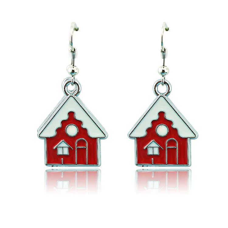 

2018 European & American Style Christmas House Earrings Jewelry 20x24 mm
