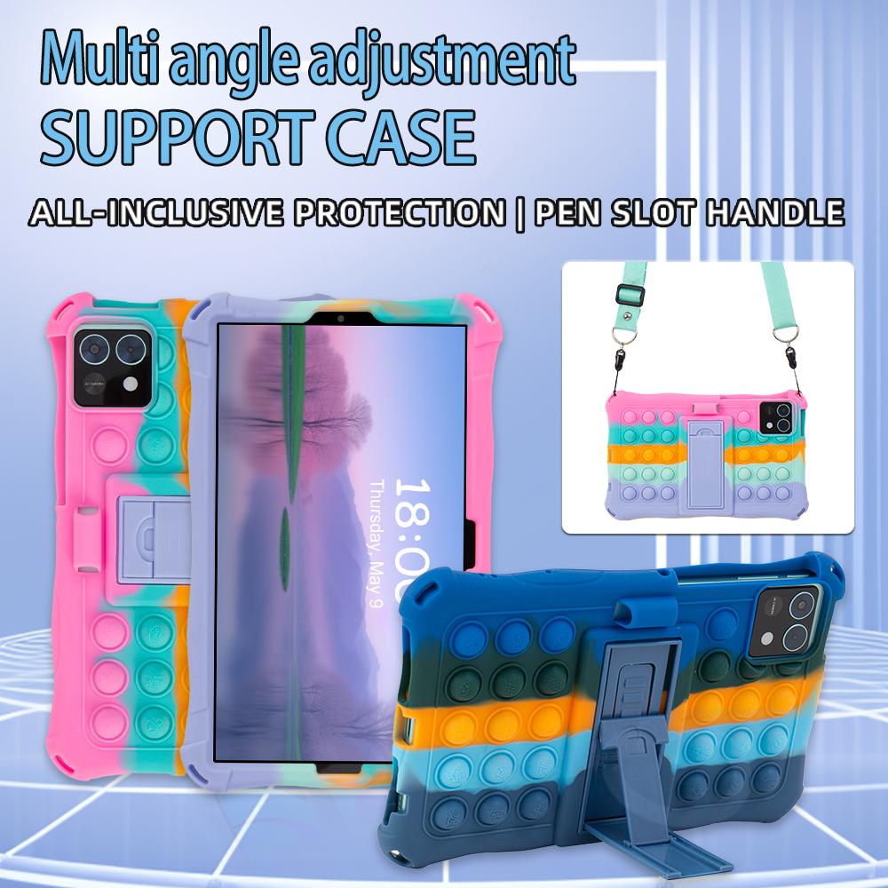 Adjustable Stand Silicone Case For Xiaomi Redmi Pad SE 4G 2024 8.7 inch Kids Cover With Shoulder Strap Shockproof Multi-angles