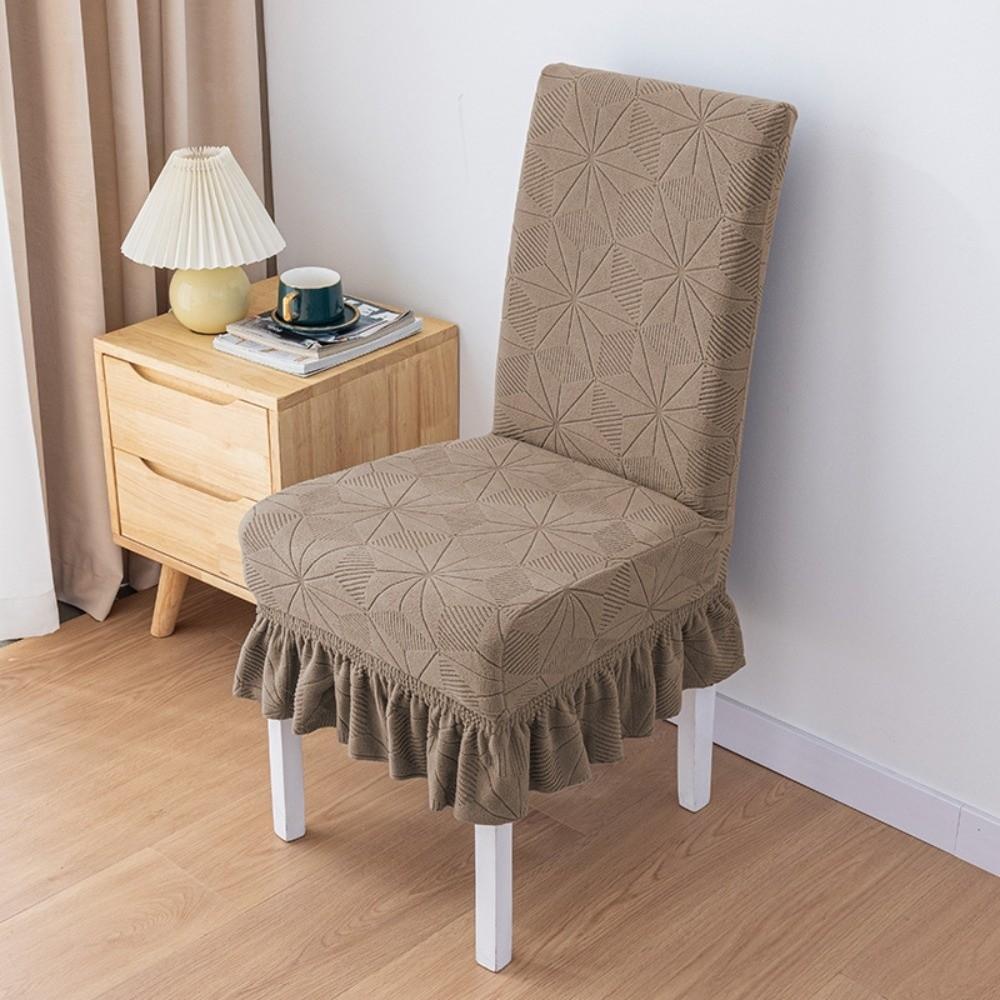 New Elastic Stretch Jacquard Chair Cushion Cover Waterproof Dustproof Chair Cover Solid Color Chair Protectors Household света кофе 3950₽