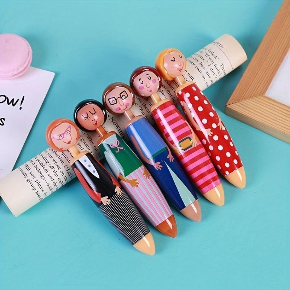 5Pcs/bag Stationery Ballpoint Pen Cartoon Doll Pen New Neutral Pen