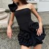 Women's Dress With Flower Bud Waist And One,shoulder Tube Top And Hip Skirt