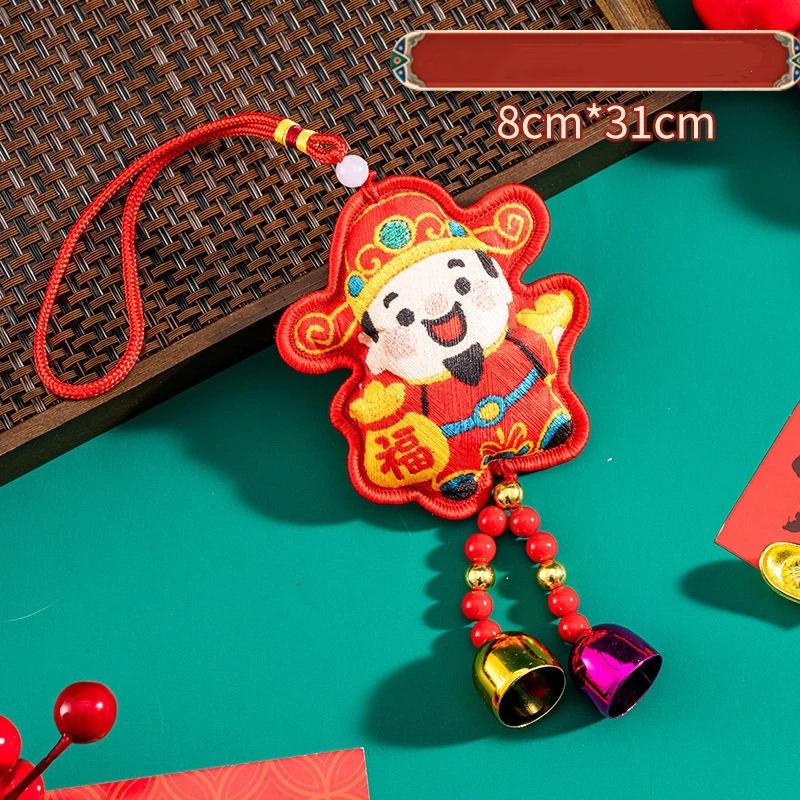 Chinesischer Stil Tierkreis Maskottchen Anhänger Segensstickerei Glücksbringender Duftsack mit Quasten Pferd Räuchersack Autoanhänger