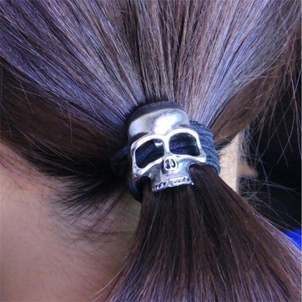 4pcs Hair Ties Gothic Punk Elastic Alloy Skull Hair Rings Scrunchie for Party 4pcs Hair Ties Gothic Punk Elastic Alloy Skull Hair Rings Scrunchie for Party