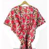 Damen Hippie Sommer Baumwolle Nachtwäsche Blumenmuster Weiß Langes Maxi Kaftan Kleid CKFTN-SCRN-FULL-BUYIT-140