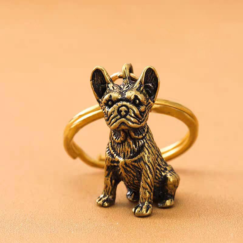 Retro Style Brass Mini Sharpei Dog Casting Animal Figurine Sculpture Home Office Room Desktop Decoration Collect Ornaments Gift