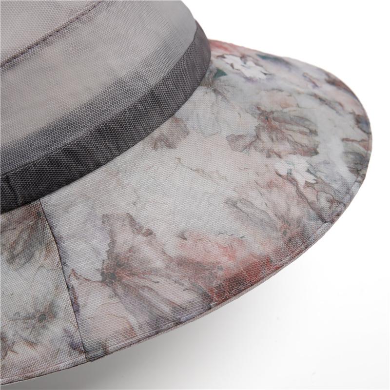Elegant Begonia Print Organza Derby Hat - Lightweight Sun Bucket Hat for Women's Outdoor Travel and Beach - Perfect Mother's Day Gift