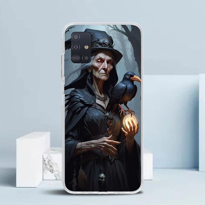 Halloween Moon Witch Horror Soft Cover for Samsung Galaxy A12 A22 A32 A52 A72 A02S Phone Case Note 20 Ultra 10 S10 Plus A51 A71