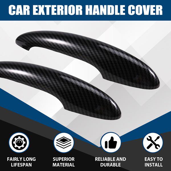 Mini Door Handle Covers: Carbon Fiber Texture, ABS Material, Outer Pull Style.