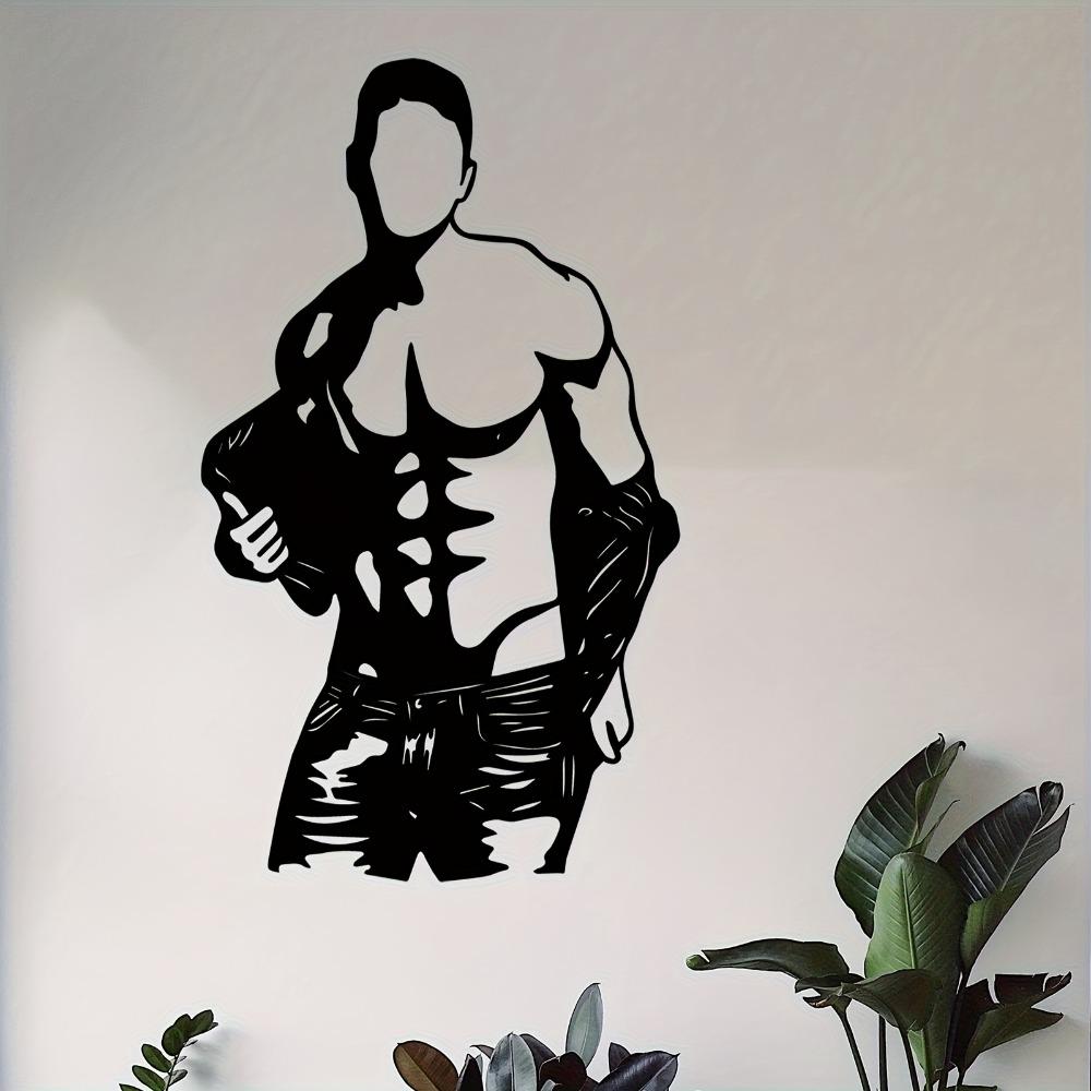 Metal Silhouette Wall Art Weatherproof Iron Sculpture Gym Outdoor Decor Gift