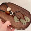 Long Bohemian Ceramic Bead Strand Necklace Ethnic Leaf Pendant Fringe Jewelry for Women Summer Statement Accessory