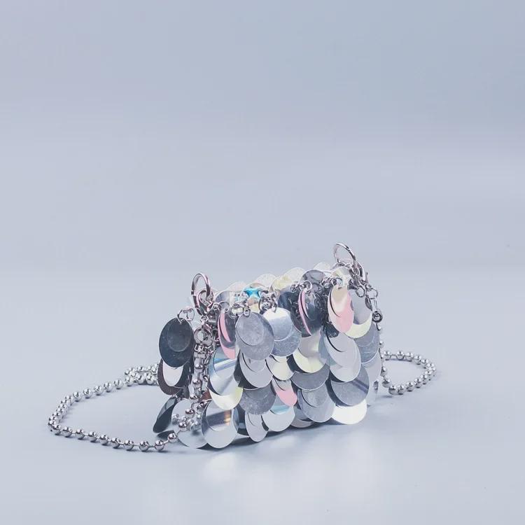 Hand-Woven Women's Shimmering Crossbody Phone Bag