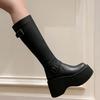 Fashion Women Punk 10CM Platform Buckle Boots Shoes Chunky Motorcycle Simplicity Boot Cool Nightclub Party Zipper Casual Outdoor Shoes