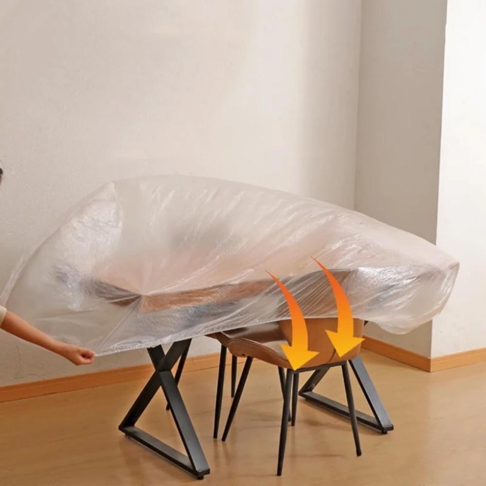 Transparent Disposable Dust Covers Elastic Drawstring Furniture Dust Cover All Wrapped Waterproof Plastic Dust Film Elastic