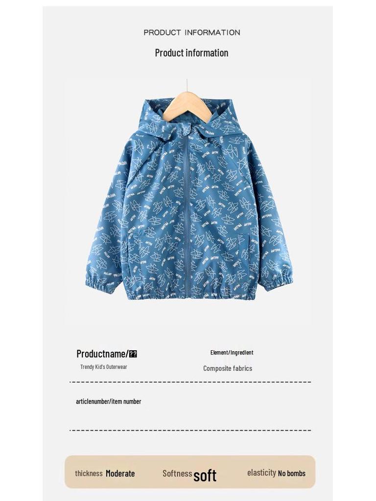 Kinder Wasserdichte Windjacke mit Kapuze für Jungen und Mädchen - Outdoor Wanderjacke, Modische Frühlings-/Herbst-Cardigan-Oberteil.