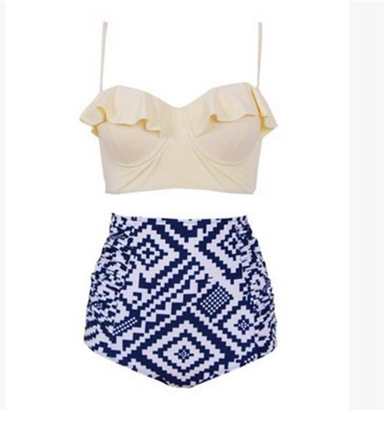 Women Personality Fashion Ruffles Plaid Floral Zebra Bikini Set Swimsuit For Trendsetters