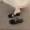 Niche thick heel French commuter outer slippers women's shoes 2025 summer skirt temperament evening breeze sandals