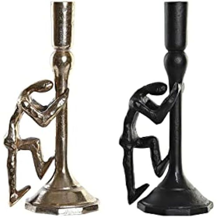 Bougeoir - DKD HOME DECOR - Standard - Aluminium - Noir - 12x10x27 cm