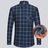 Men's Luxe Double-Sided Velvet Thickened Striped Plaid Long Sleeve Shirt for Autumn and Winter