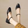 Krazing Pot Cow Skin Round Toe Low Heels Summer Shoes Big Size 42 Ankle Straps Women Pumps